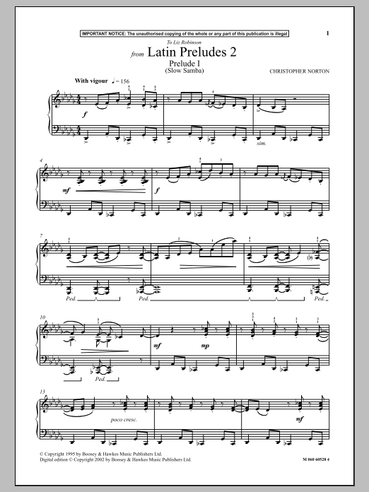 Product gallery: Page 1 of 1 Prelude I (Slow Samba) (from Latin Preludes 2), Christopher Norton