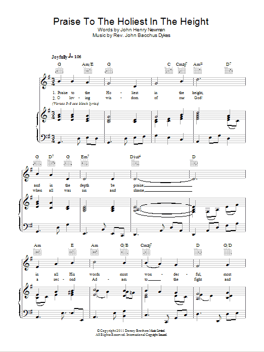 Product gallery: Page 1 of 1 Praise To The Holiest In The Heights, John Bacchus Dykes