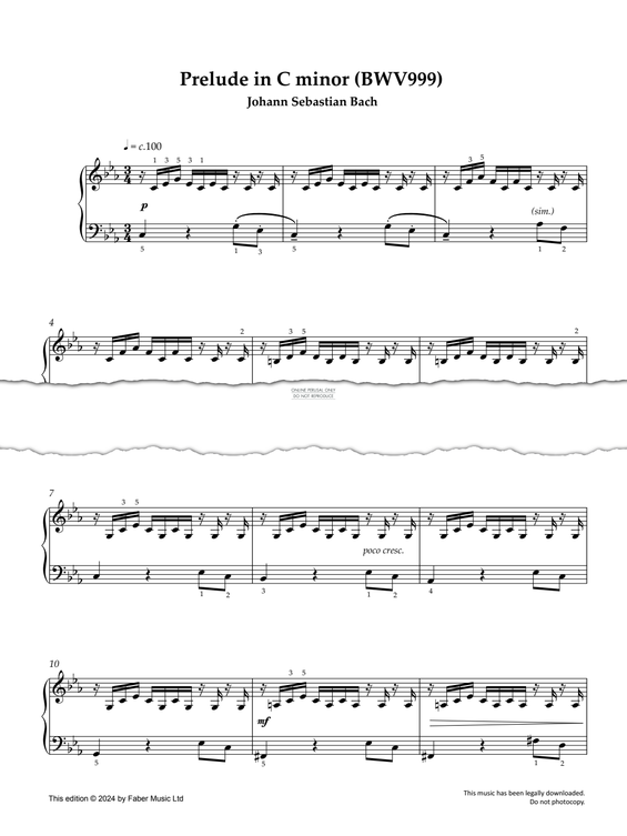 Produktgalerie: Seite 1 von 1 Prelude in C minor (BWV999), Johann Sebastian Bach, Klavier