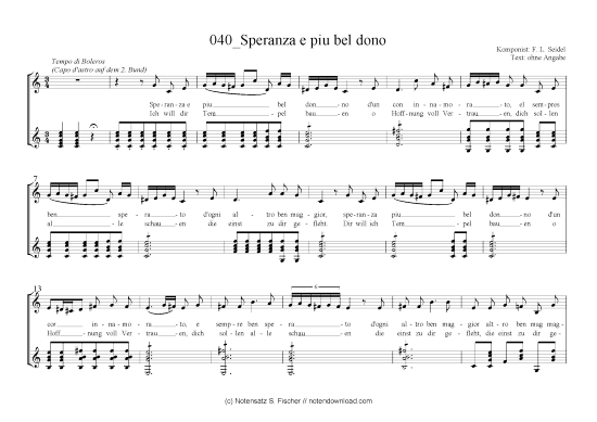 Product picture to: Speranza e piu bel dono F. L. Seidel 