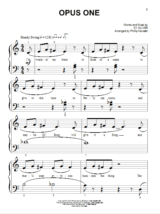 Produktgalerie: Seite 1 von 1 Opus One (arr. Phillip Keveren), Sy Oliver, Klavier