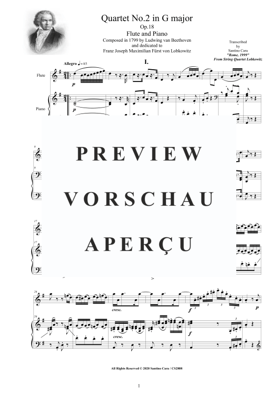 Produktgalerie: Seite 2 von 11 Quartet No.2 in G major Op.18 for Flute and Piano - Score and Part, , Querflöte und Klavier