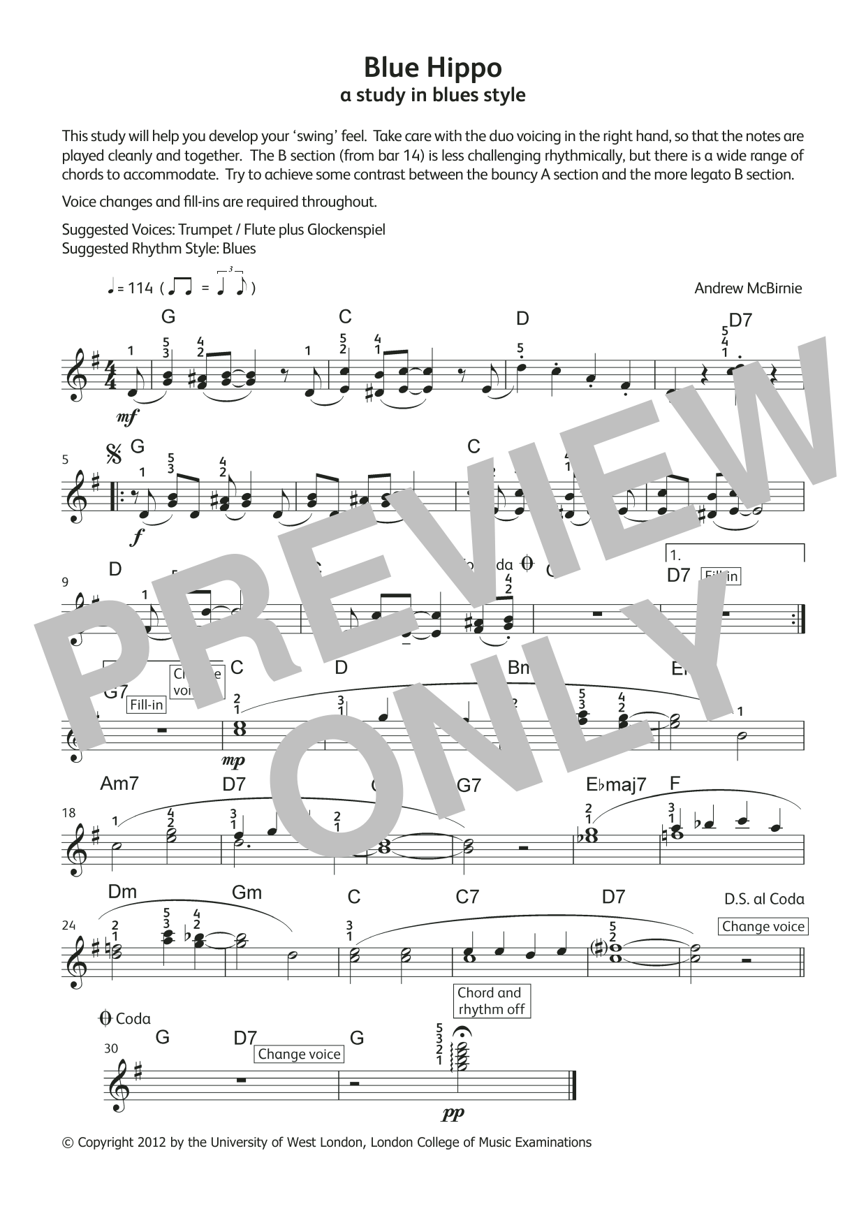 Produktgalerie: Seite 1 von 1 Blue Hippo (from LCME Electronic Keyboard Grade 4 List A), Andrew McBirnie, Klavier