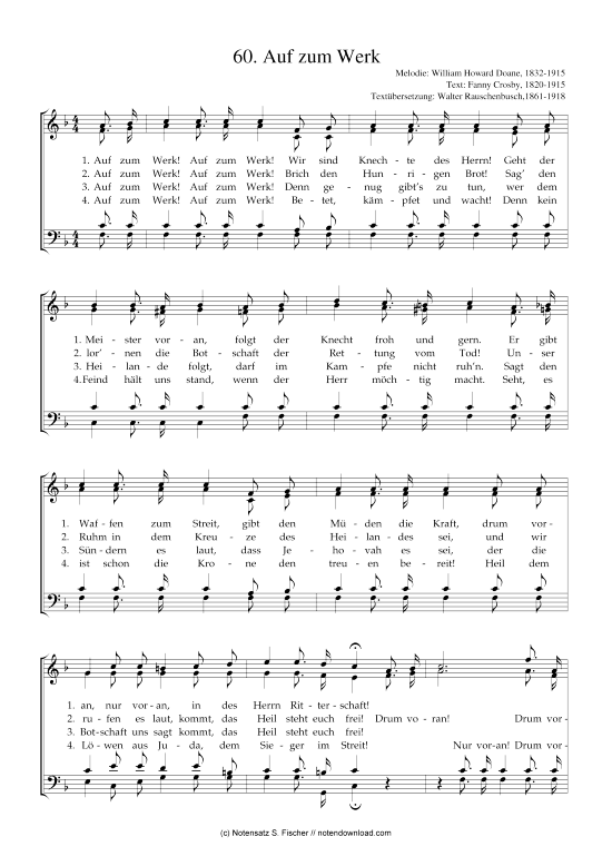 Product picture to: Auf zum Werk  William Howard Doane, 1832-1915 / Fanny Crosby, 1820-1915