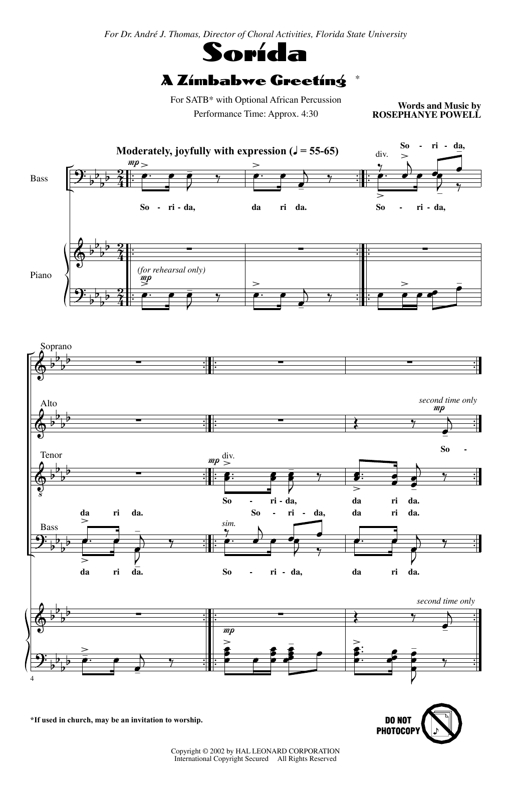 Produktbild zu: Sorida (A Zimbabwe Greeting)