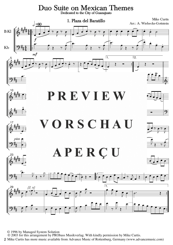 gallery: Duo Suite on Mexican Themes, , Klarinette in B und Kontrabass