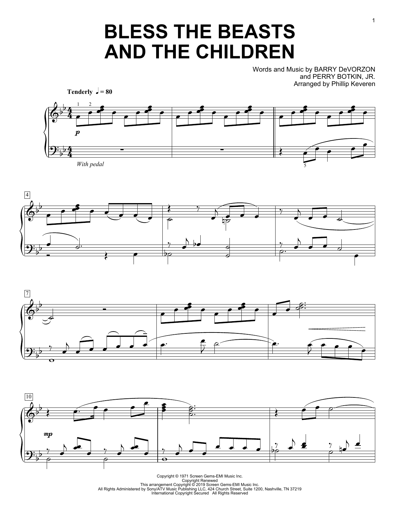Produktbild zu: Bless The Beasts And Children (arr. Phillip Keveren)
