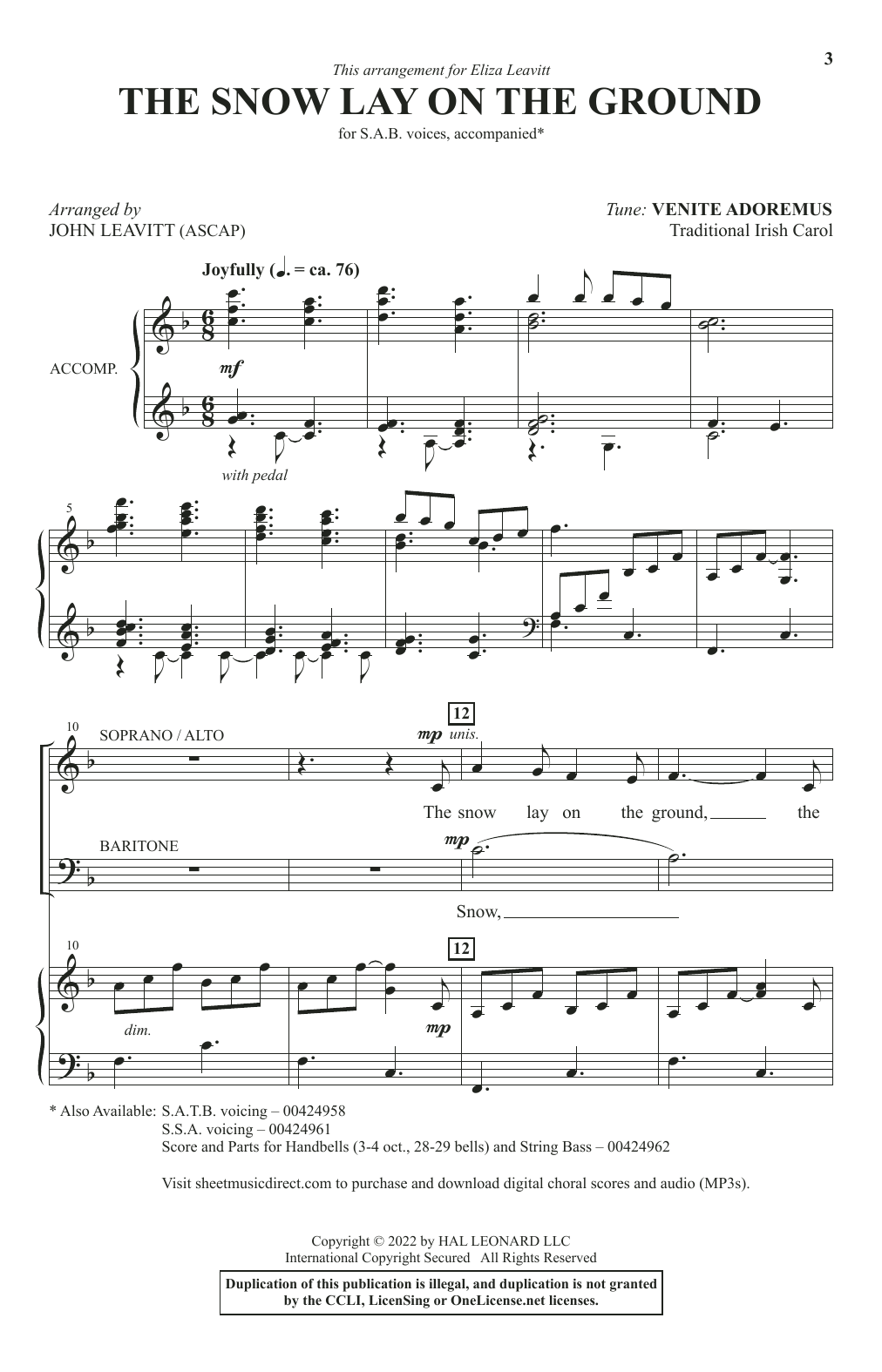 Product picture to: The Snow Lay On The Ground (arr. John Leavitt)