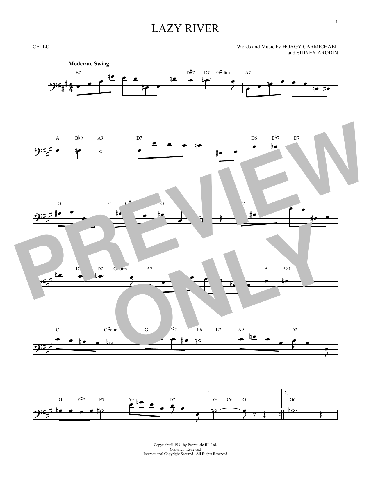 Produktgalerie: Seite 1 von 1 Lazy River, Hoagy Carmichael, Violoncello