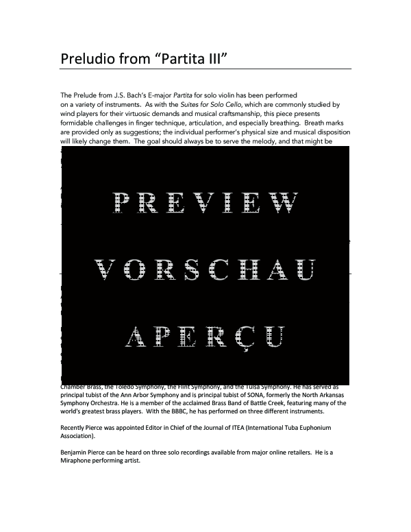 Produktgalerie: Seite 4 von 10 Preludio from Partita III in E major, BWV 1006, , (Tuba Solo)