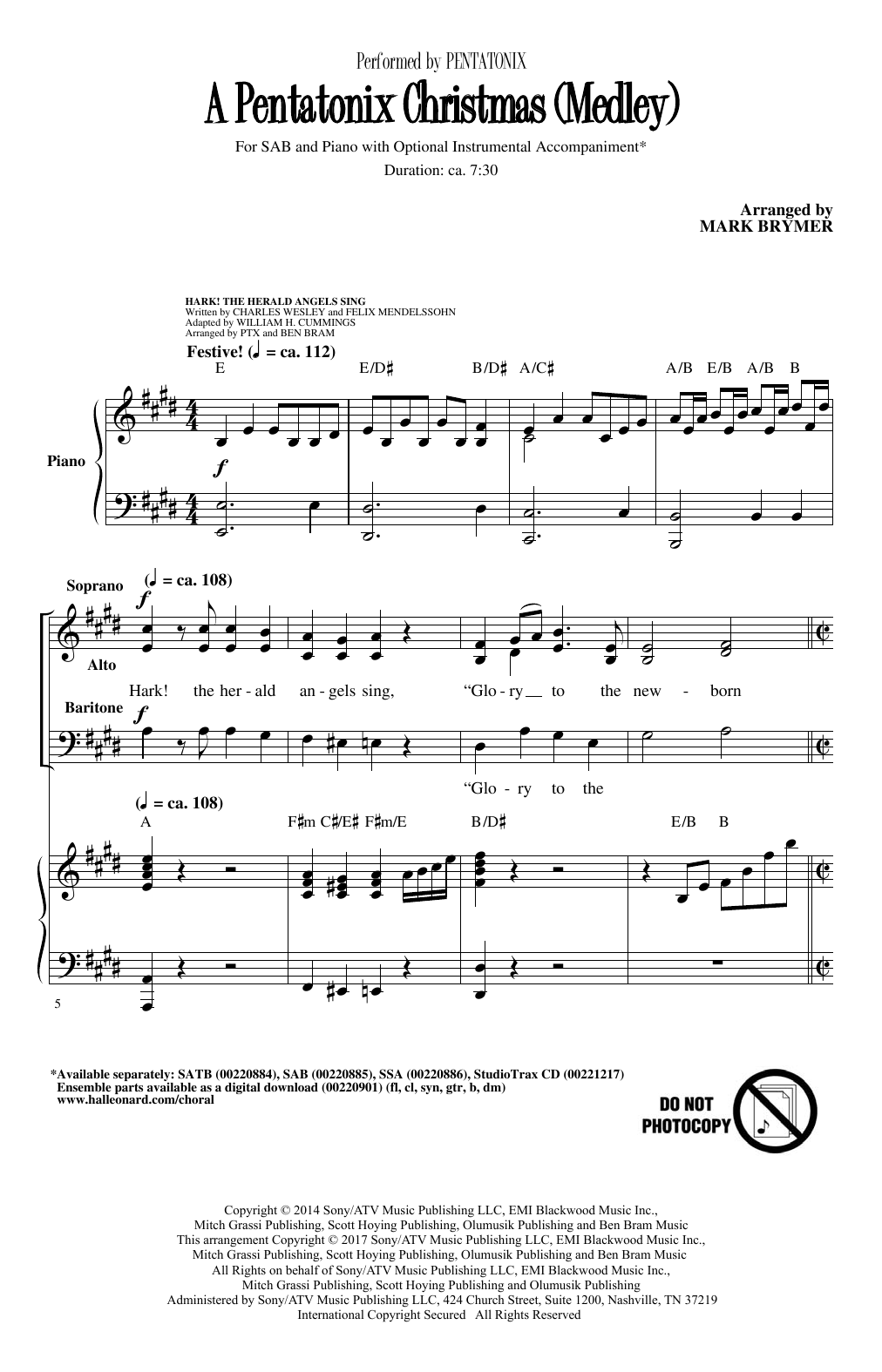 Produktgalerie: Seite 1 von 1 A Pentatonix Christmas (Medley) (arr. Mark Brymer), Pentatonix, Chor