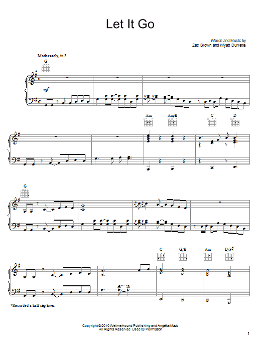 Produktgalerie: Seite 1 von 1 Let It Go, Zac Brown Band, Gesang, Gitarre, Klavier