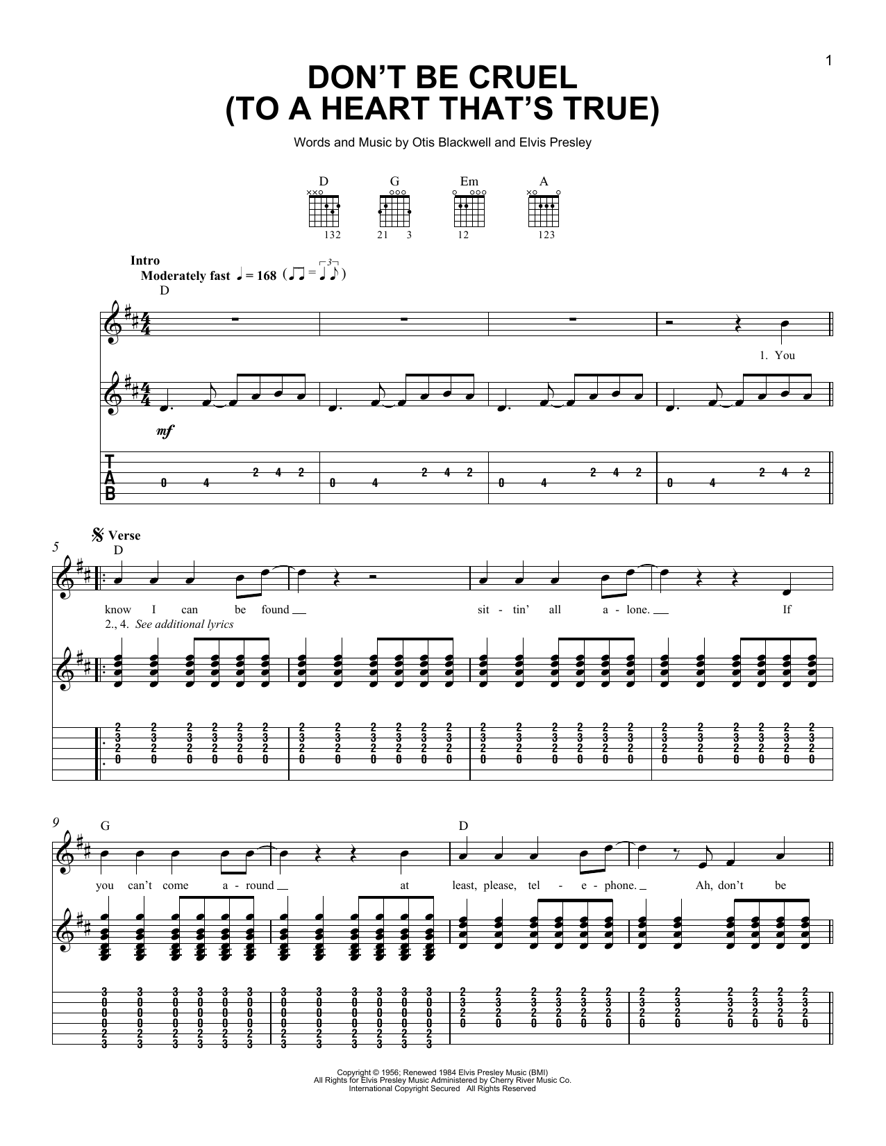 Produktgalerie: Seite 1 von 1 Don't Be Cruel (To A Heart That's True), Elvis Presley, Gitarre