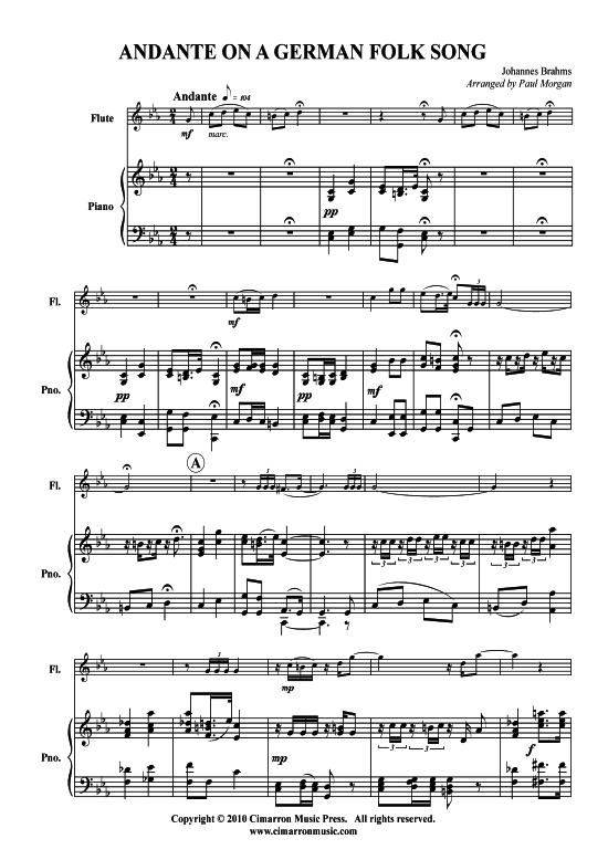 Product picture to: Andante auf ein deutsches Volkslied Johannes Brahms