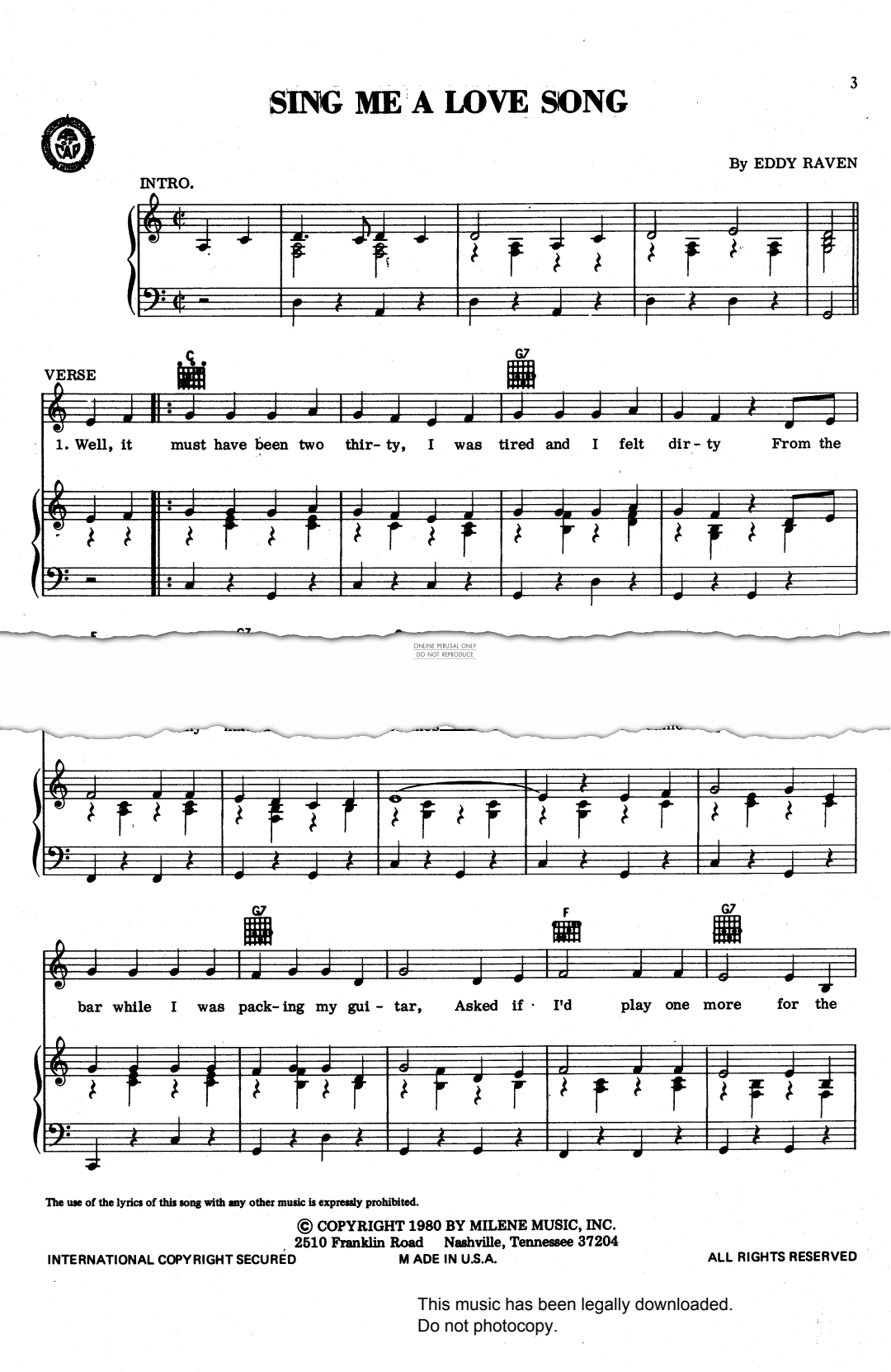 Produktgalerie: Seite 1 von 1 Sing Me A Love Song, Eddy Raven, Gesang, Gitarre, Klavier