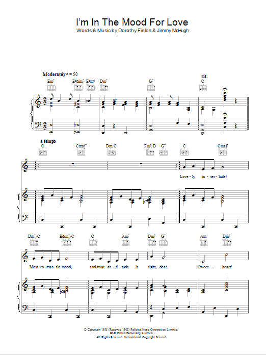 Product gallery: Page 1 of 1 I'm In The Mood For Love, Jimmy McHugh