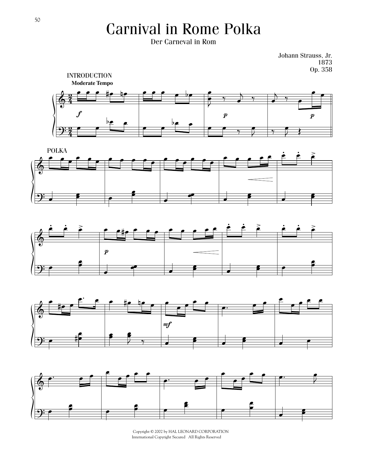 Produktbild zu: Carnival In Rome Polka, Op. 358