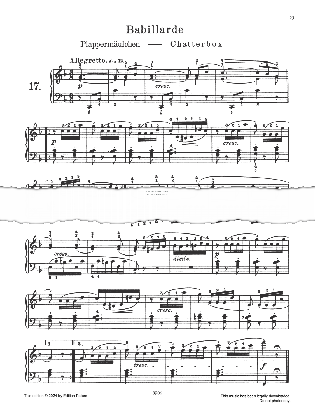 Produktbild zu: Babillarde Op. 100 No. 17