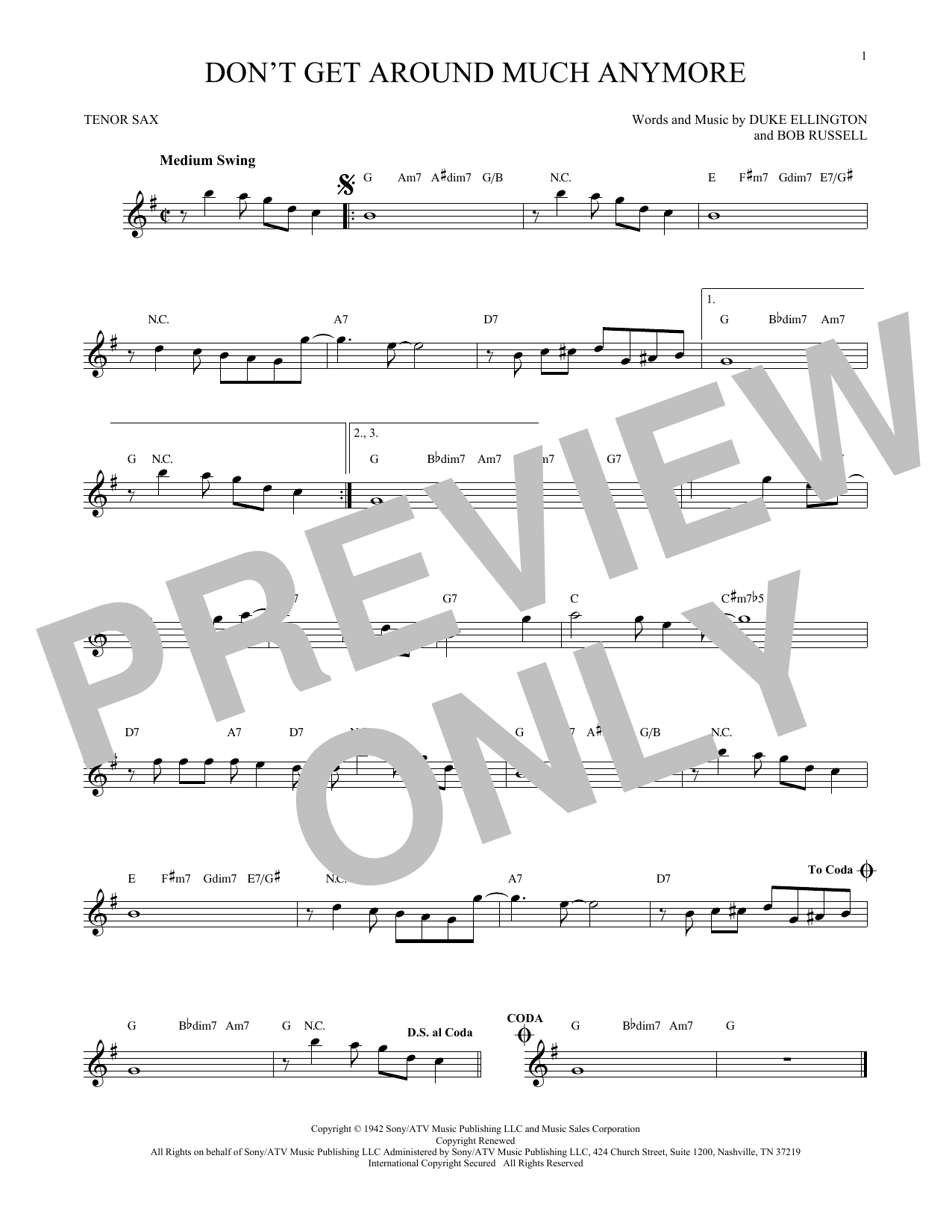 Product gallery: Page 1 of 1 Don't Get Around Much Anymore, Duke Ellington