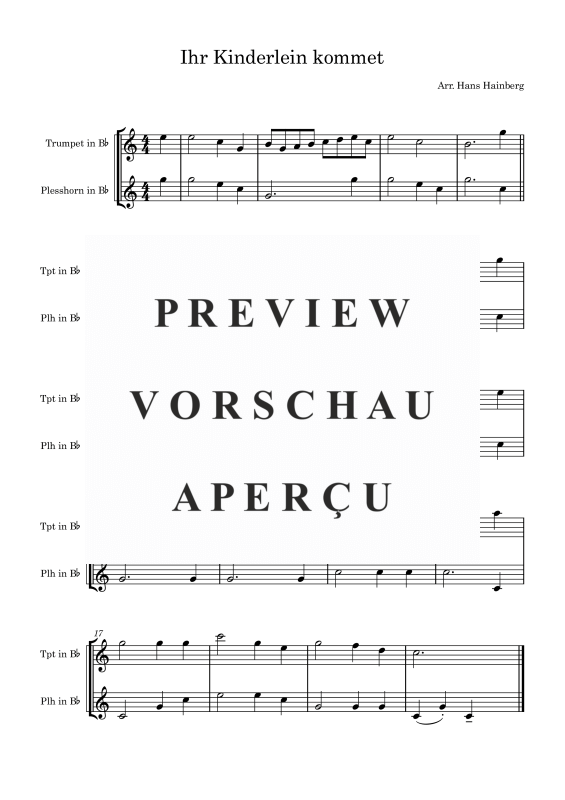 gallery: Ihr Kinderlein kommet, , Duett für Trompete in B und Plesshorn/Trompete in B