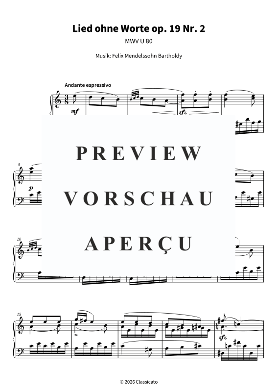Produktgalerie: Seite 5 von 8 Lied ohne Worte op. 19 Nr. 2, , Klavier Solo