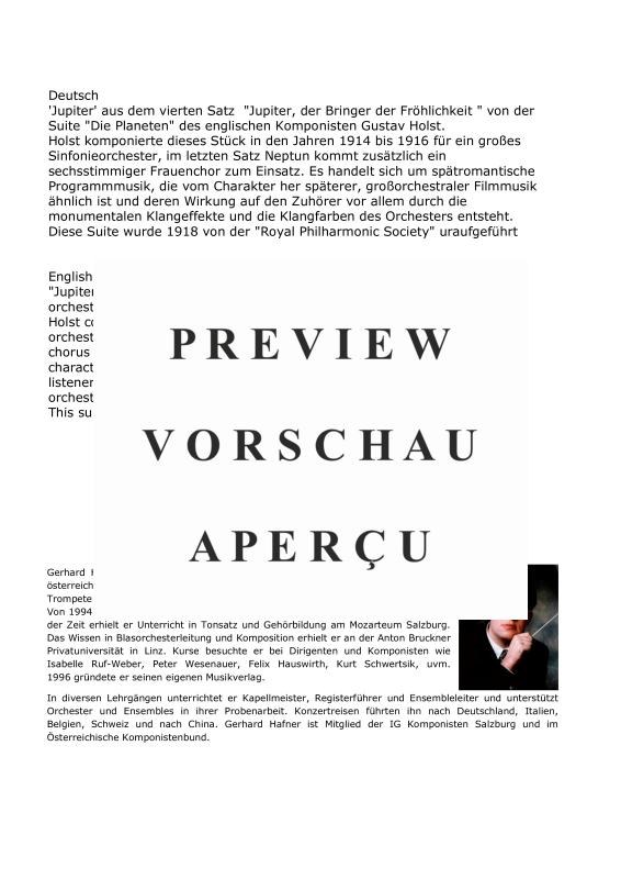 Product gallery: Page 3 of 11 Jupiter aus ´Die Planeten´, , (large wind orchestra)