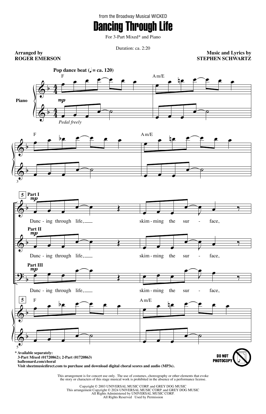 Produktbild zu: Dancing Through Life (from Wicked) (arr. Roger Emerson)