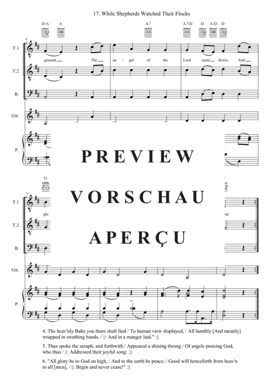 Produktgalerie: Seite 3 von 3 While Shepherds Watched Their Flocks , , (Männerchor, Gitarre + Klavier)