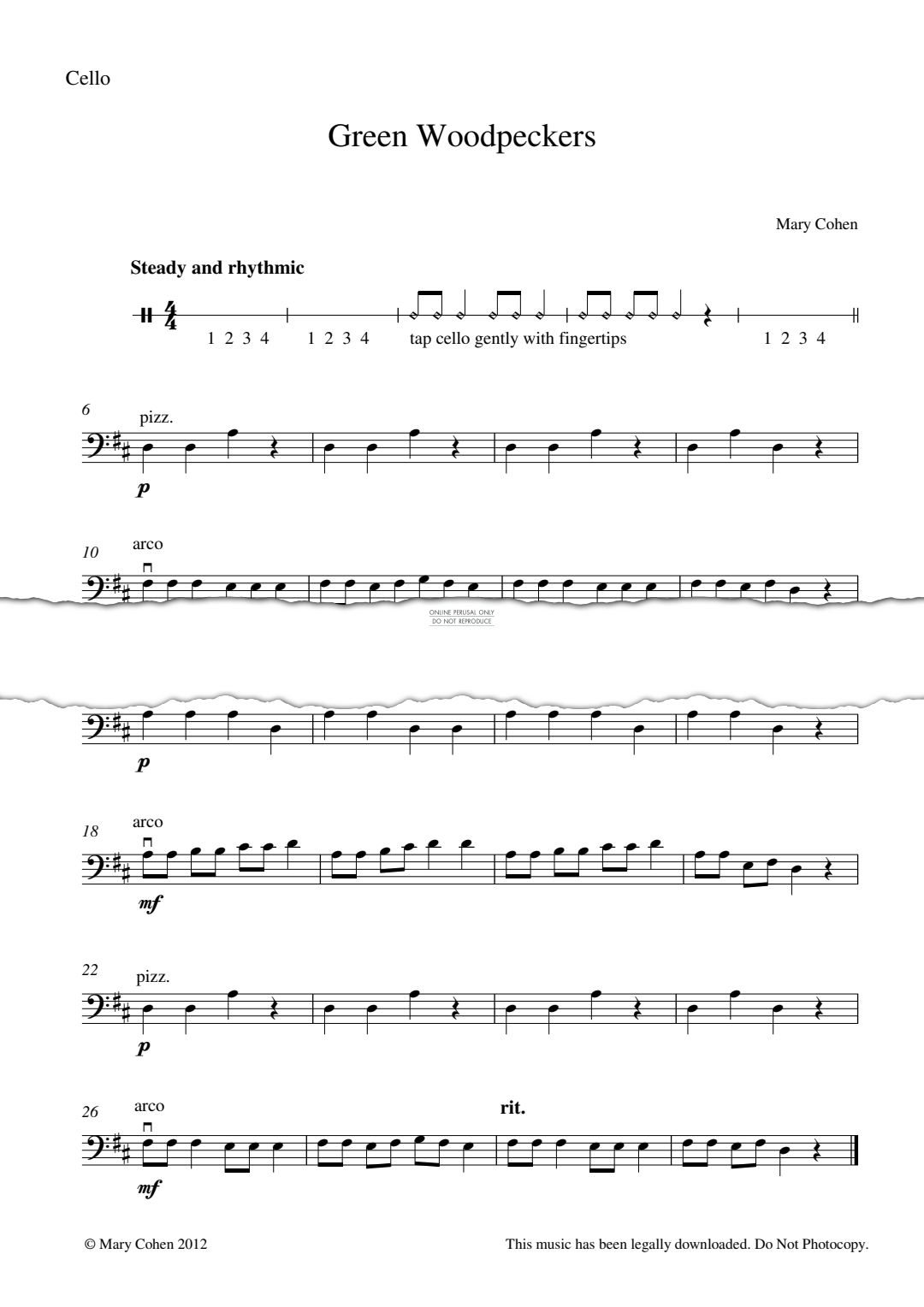 Produktgalerie: Seite 1 von 1 Green Woodpeckers, Mary Cohen, Violoncello