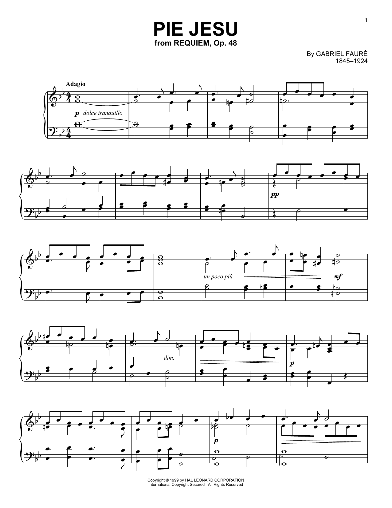 Product gallery: Page 1 of 1 Pie Jesu, Gabriel Faure