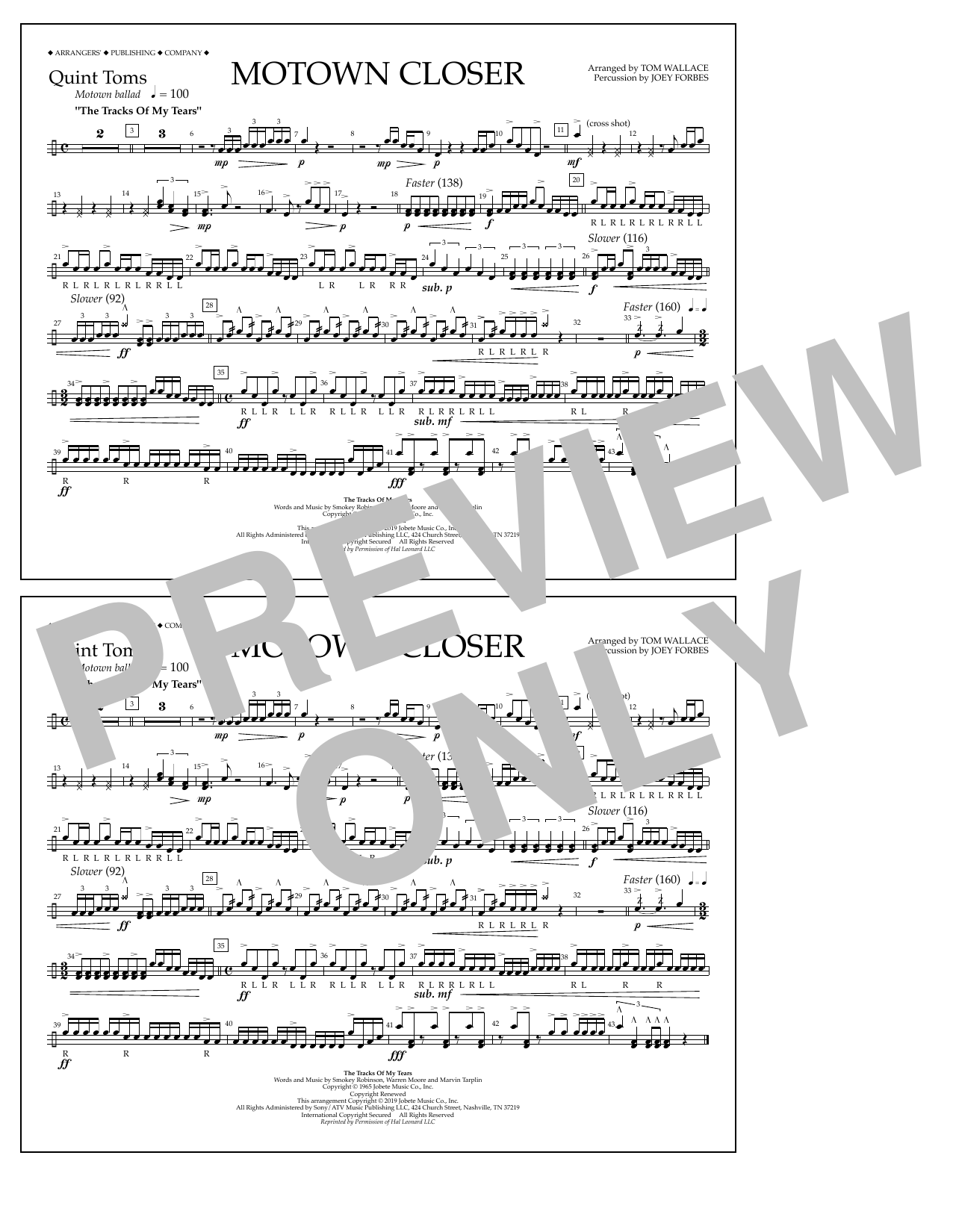 Produktbild zu: Motown Closer (arr. Tom Wallace) - Quint-Toms