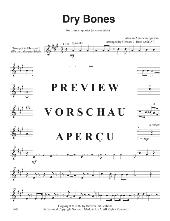 Produktgalerie: Seite 10 von 19 Dry Bones , , (3 Trompeten in B und 1 Basstrompete/Posaune)