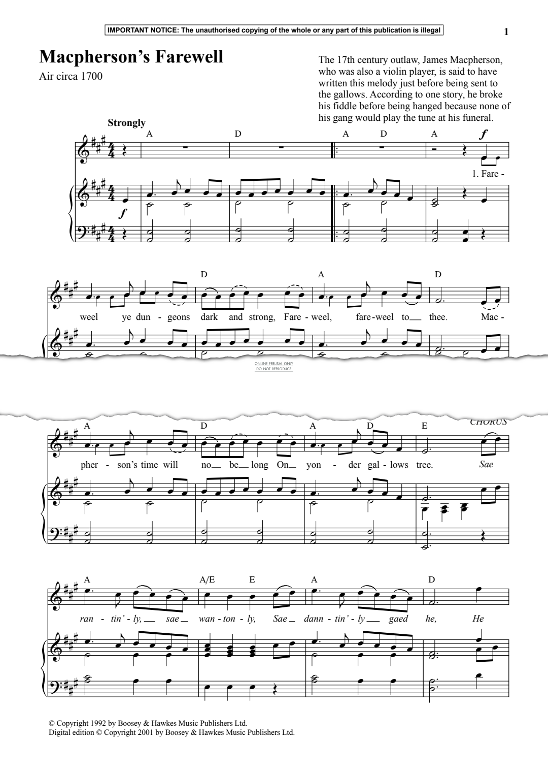 Produktgalerie: Seite 1 von 1 Macpherson’s Farewell, Anon, Gesang, Klavier