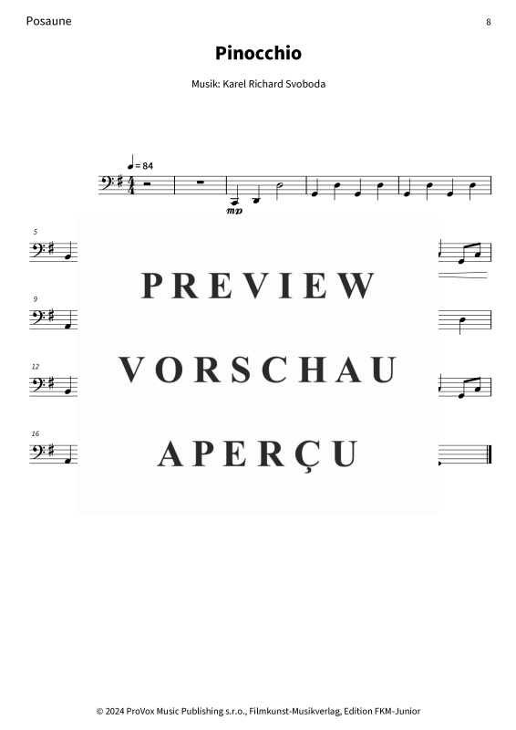 gallery: Pinocchio, , (Blechbläser Quartett 2x Trompete in C, Horn in F+Posaune)