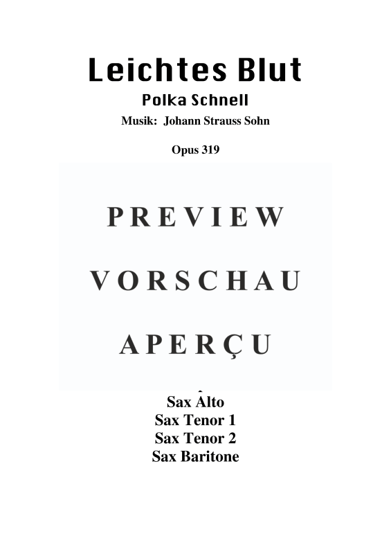 Produktgalerie: Seite 2 von 11 Leichtes Blut, , Saxophon Quintett