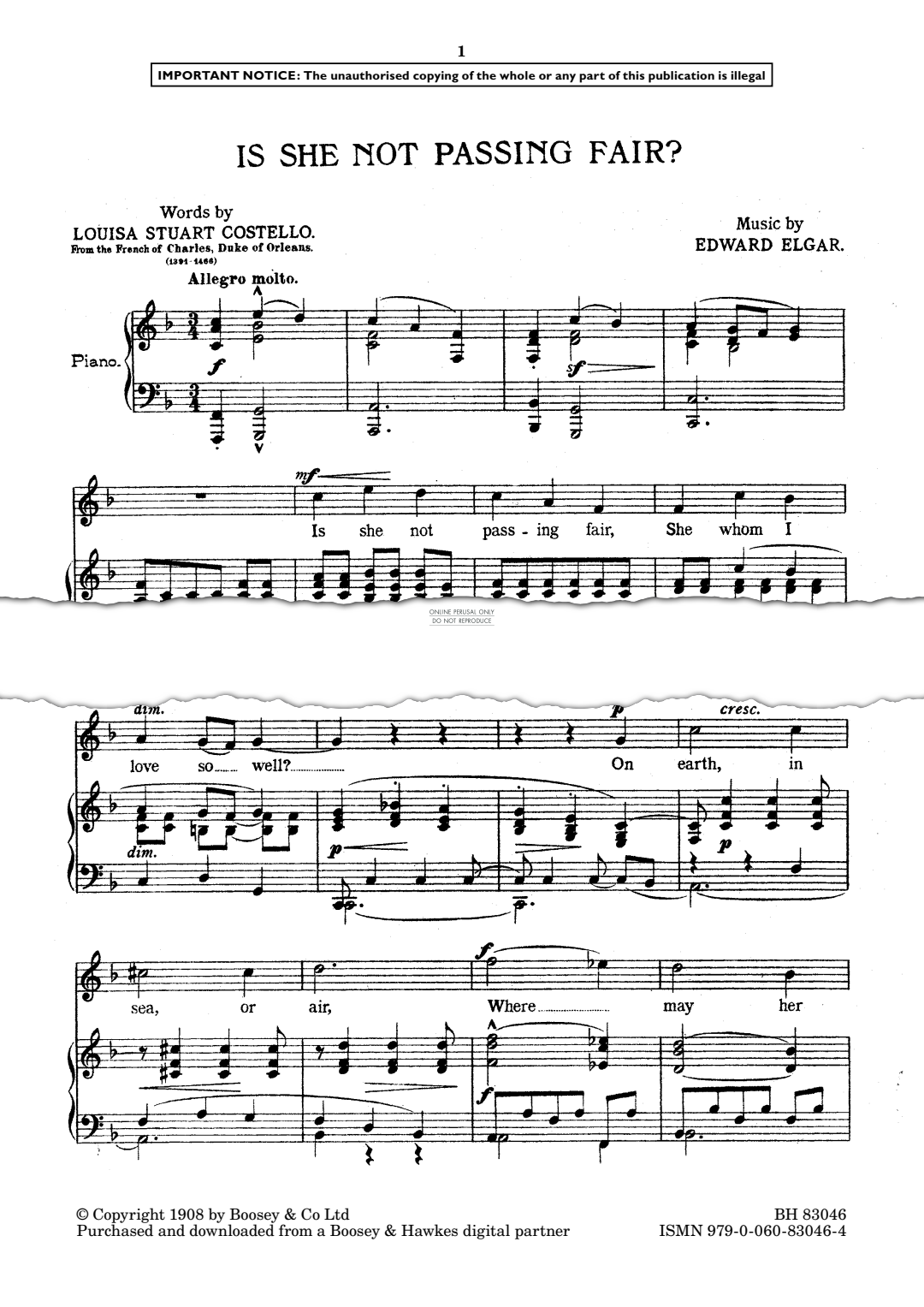 Produktgalerie: Seite 1 von 1 Is she not Passing Fair?, Edward Elgar, Gesang, Klavier