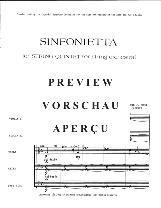 Produktgalerie: Seite 4 von 21 Sinfonietta , , (Streichquintett: 2 Geigen, Bratsche, Cello und Kontrabass)