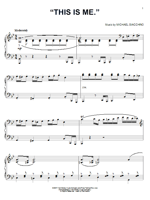 Product gallery: Page 1 of 1 "This Is me." (from Ratatouille), Michael Giacchino