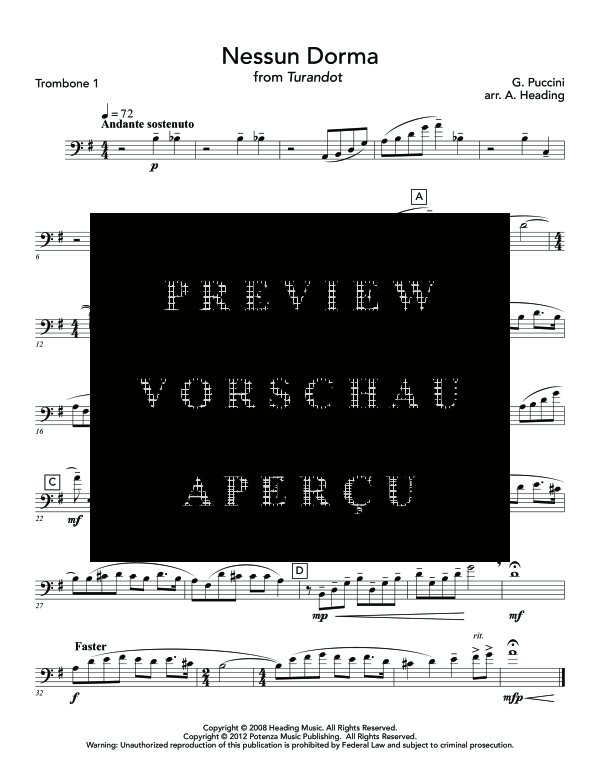 Produktgalerie: Seite 8 von 11 Nessun Dorma, , (Blechbläser Quartett 3x Posaune und Tuba)