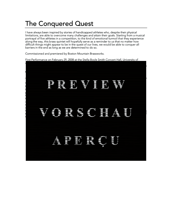 Produktgalerie: Seite 4 von 11 Conquered Quest, The, , (Blechbläser Quintett)