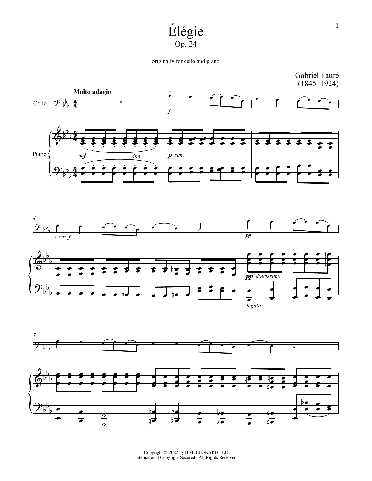 Produktgalerie: Seite 1 von 1 Elegie, Gabriel Faure, Klavier, Violoncello