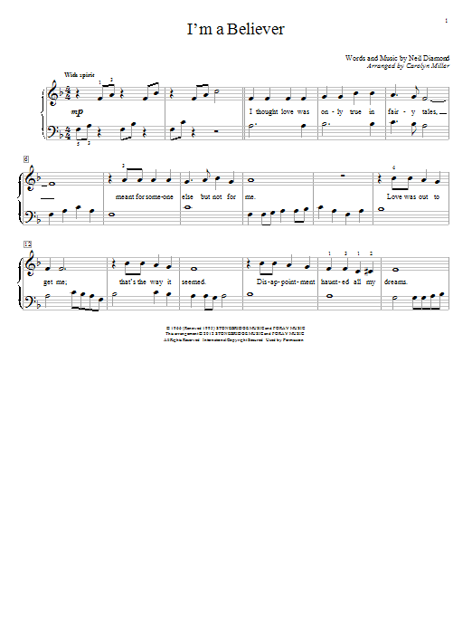 Product picture to: I'm A Believer (arr. Carolyn Miller)