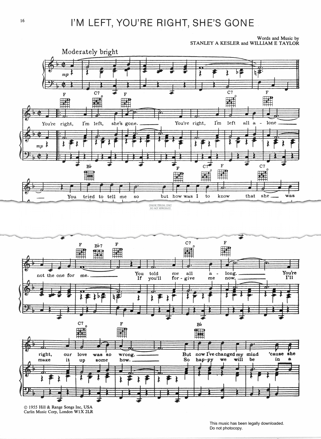 Produktgalerie: Seite 1 von 1 I'm Left, You're Right, She's Gone, Elvis Presley, Gesang, Gitarre, Klavier