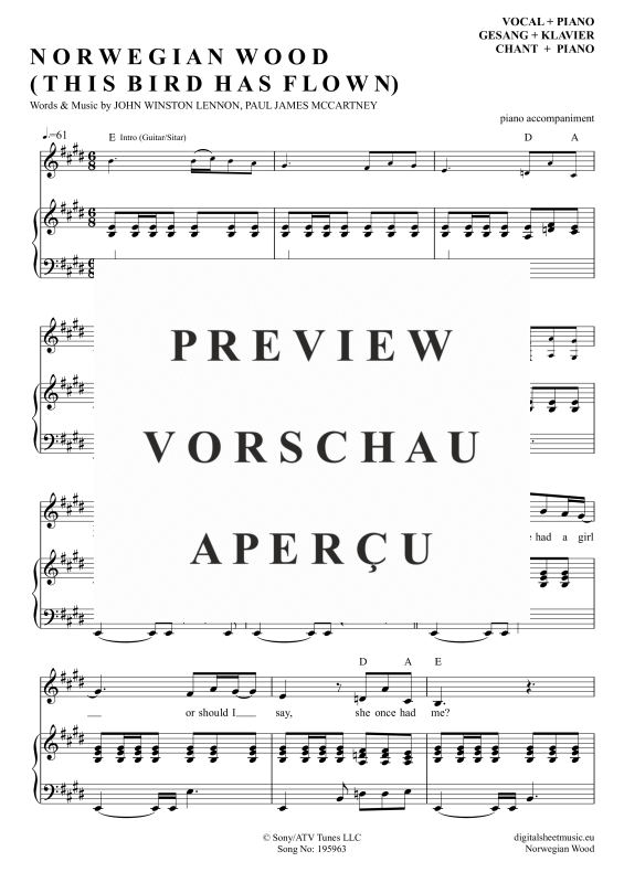 Produktgalerie: Seite 2 von 6 Norwegian Wood, Beatles, The, Gesang mit Klavierbegleitung