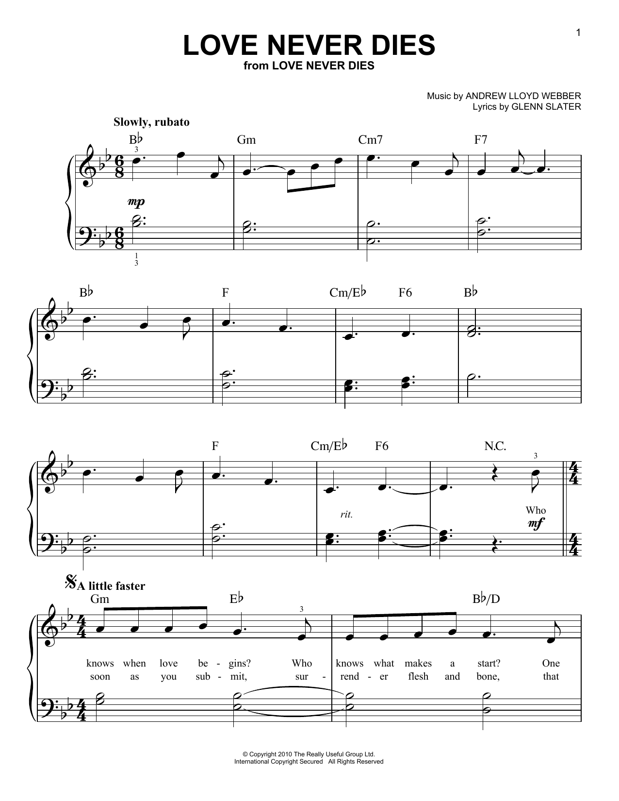 Produktgalerie: Seite 1 von 1 Love Never Dies (from Love Never Dies), Andrew Lloyd Webber, Klavier