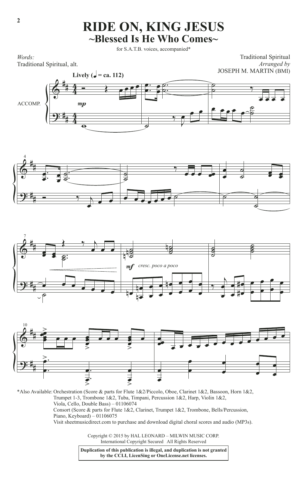 Product picture to: Ride On, King Jesus (arr. Joseph M. Martin)