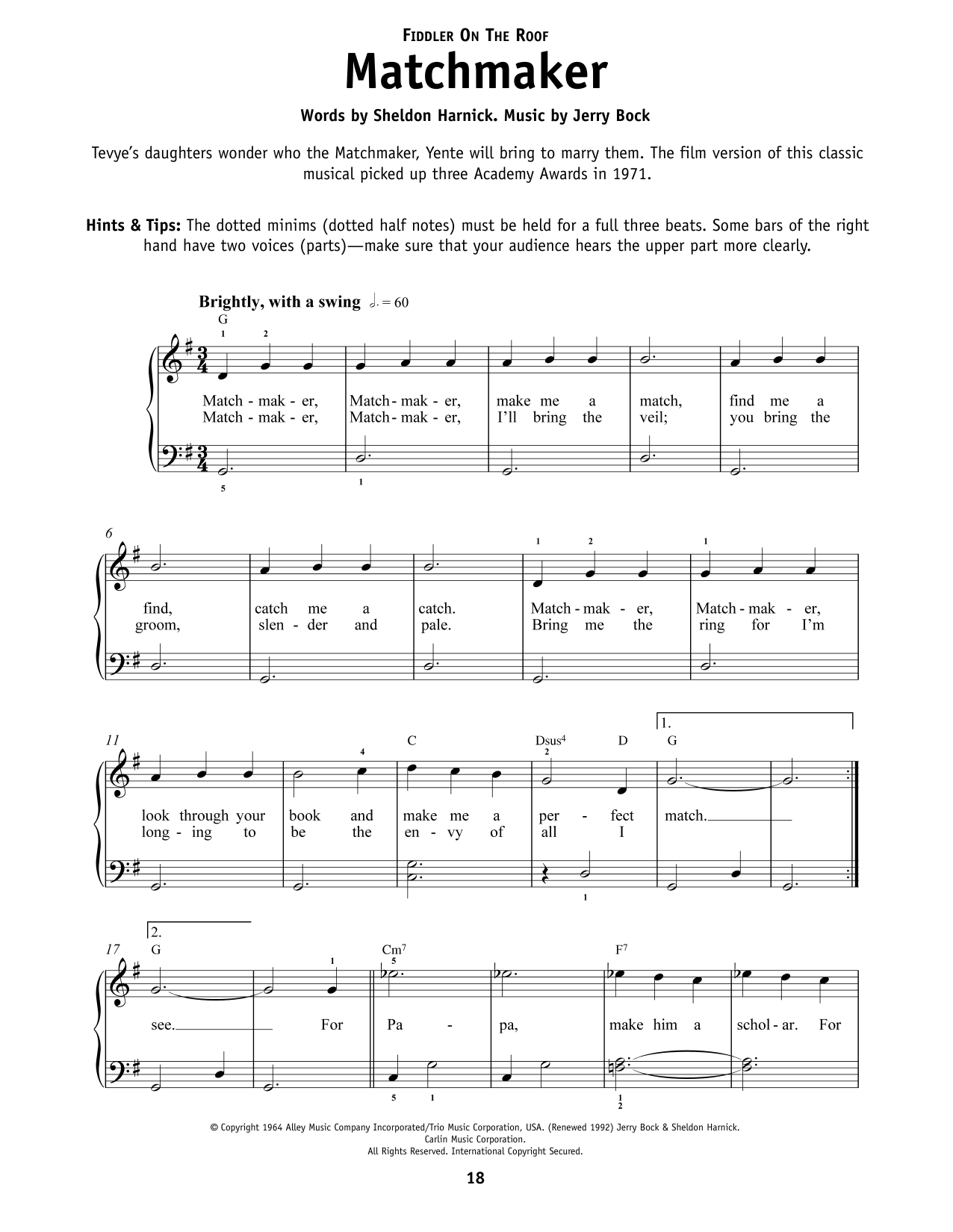 Produktbild zu: Matchmaker Matchmaker (from Fiddler On The Roof)