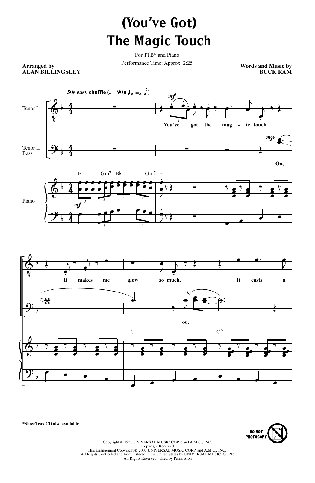 Product picture to: (You've Got) The Magic Touch (arr. Alan Billingsley)