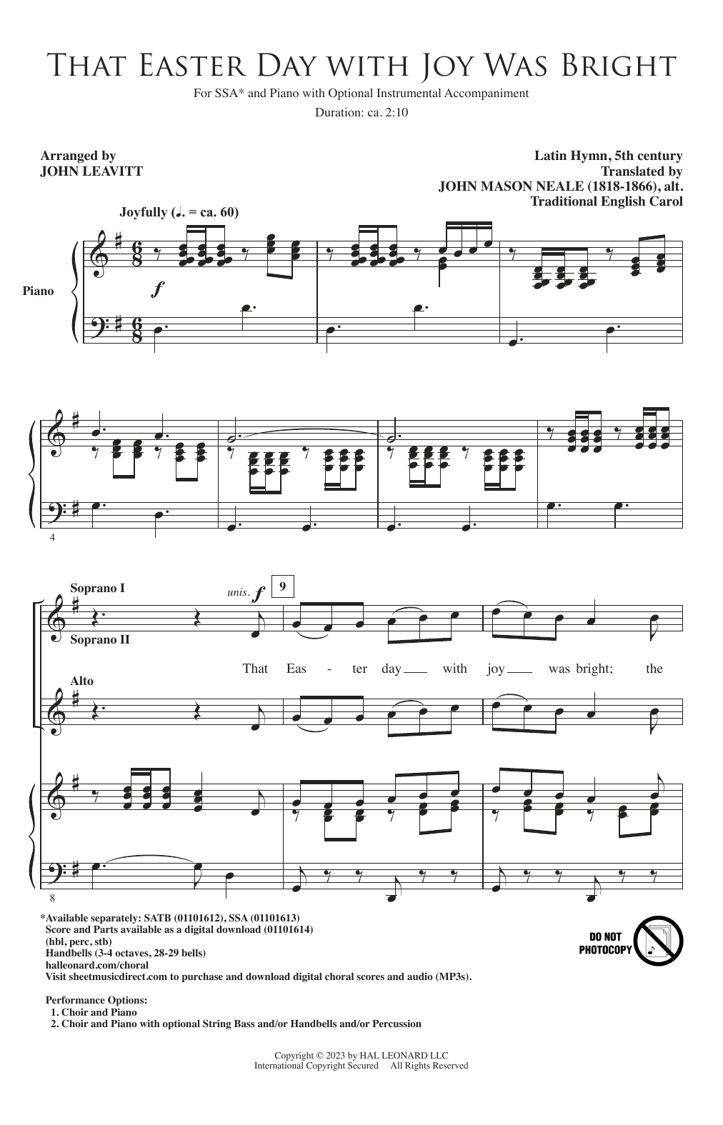 Product gallery: Page 1 of 1 That Easter Day With Joy Was Bright (arr. John Leavitt), Traditional English Carol