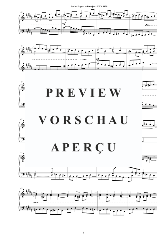 Produktgalerie: Seite 5 von 6 Fuge in H-Dur BWV 892b - Piano Version, , Klavier Solo